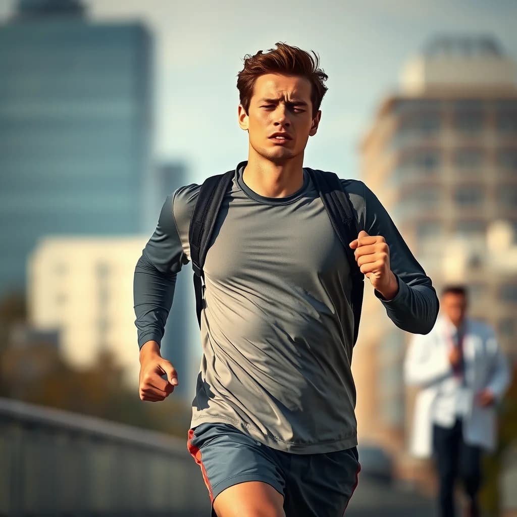 Atlet berlari dengan intensitas tinggi, menunjukkan risiko kesehatan akibat olahraga berlebihan