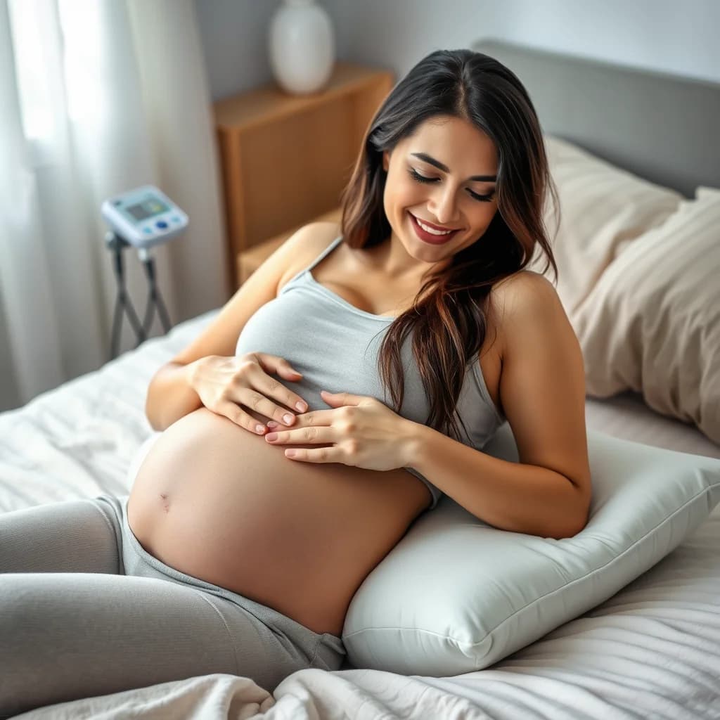 Ibu hamil tidur terlentang dengan posisi yang nyaman untuk janin