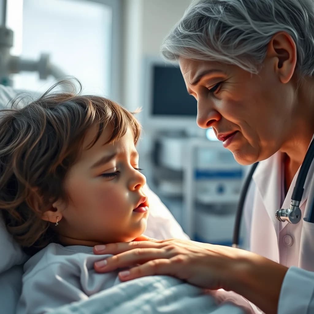 Pediatrician memeriksa wajah anak tidur untuk mengatasi night terror