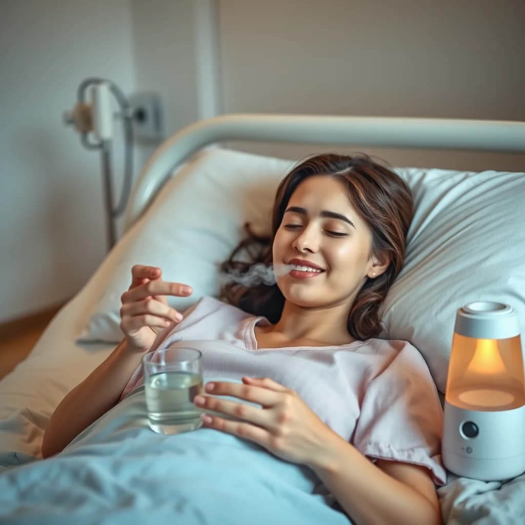 Seorang perawat memantau kondisi pasien yang batuk dan mengeluarkan dahak