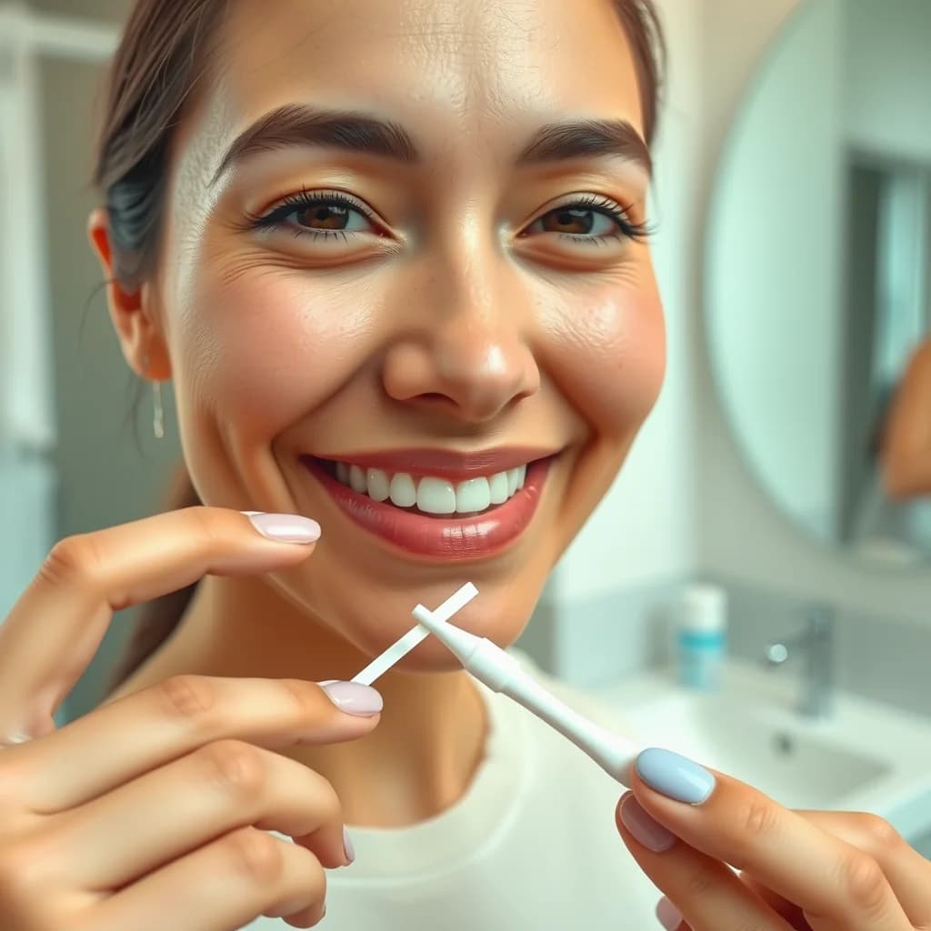 Seorang wanita memasang cengkeh pada gigi sakit untuk meredakan nyeri