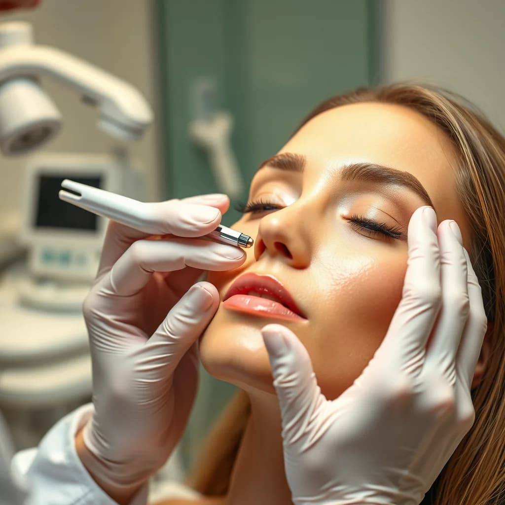 Dokter kulit melakukan dermaplaning untuk mendapatkan kulit wajah halus dan cerah