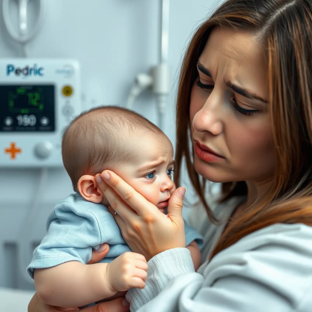 Ibu memeriksa bayinya untuk mendeteksi gejala isk pada bayi