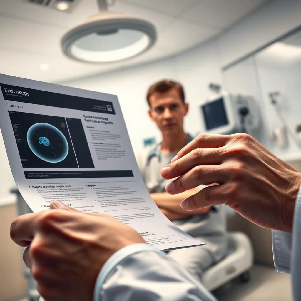 Dokter gastroenterolog memeriksa laporan endoskopi untuk mendeteksi GERD pada pasien