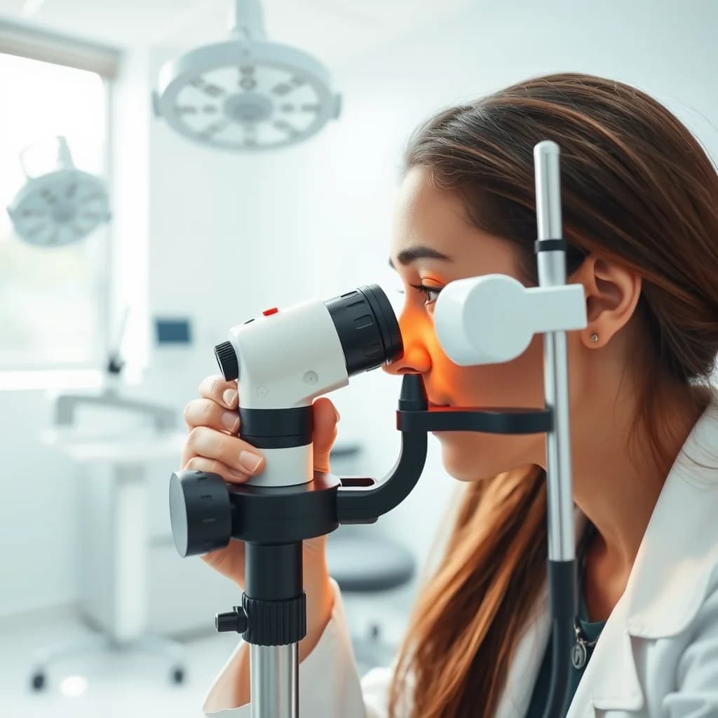 Dokter memeriksa mata pasien untuk mendeteksi infeksi cacing mata