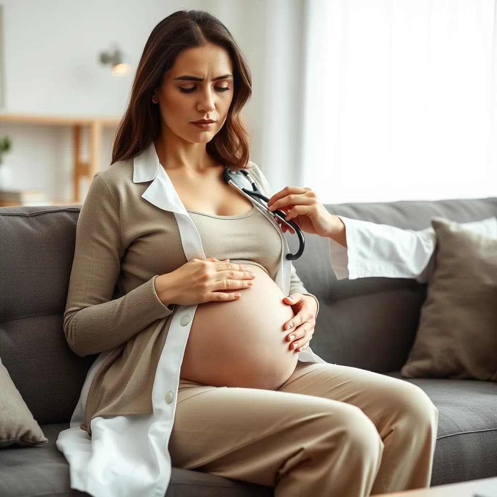 Dokter memeriksa perut ibu hamil untuk mendeteksi komplikasi kehamilan