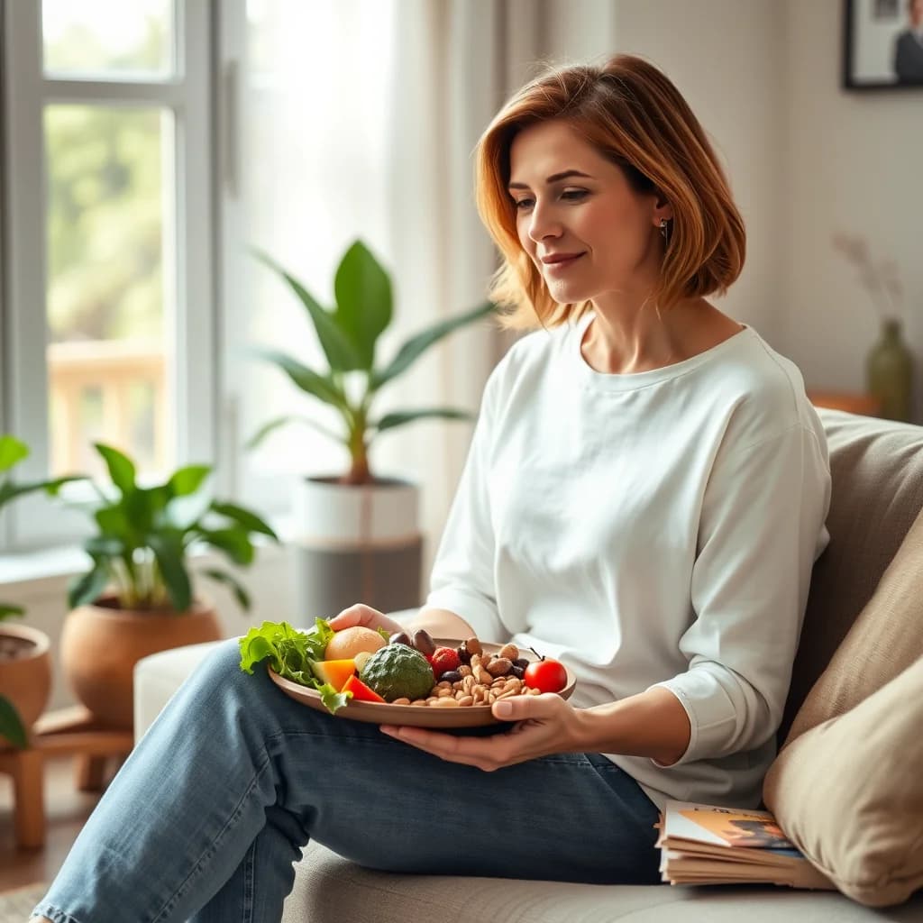 Ibu makan makanan seimbang untuk menjaga keseimbangan hormon progesteron