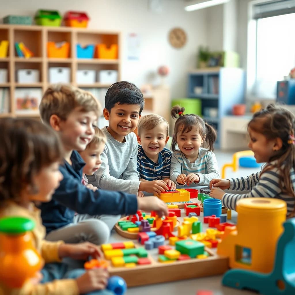 Anak-anak bermain dan belajar di kelas tumbuh kembang untuk perkembangan optimal