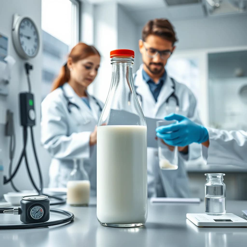 Dokter memeriksa kandungan gizi susu steril untuk kesehatan optimal