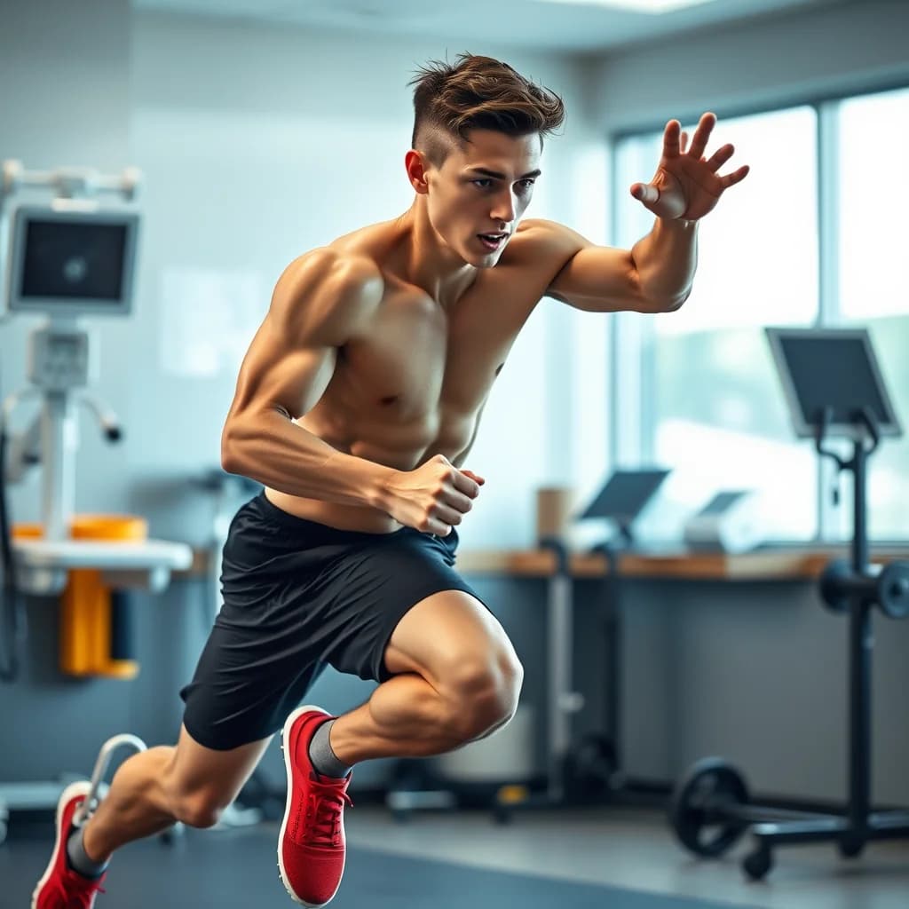 Atlet muda menunjukkan kecepatan dan fleksibilitas dalam gerakan lincah