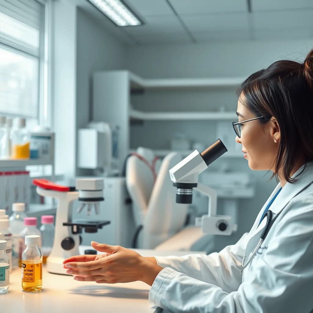 Dokter wanita memeriksa tangan pasien di klinik untuk mendeteksi kondisi kanker terkini