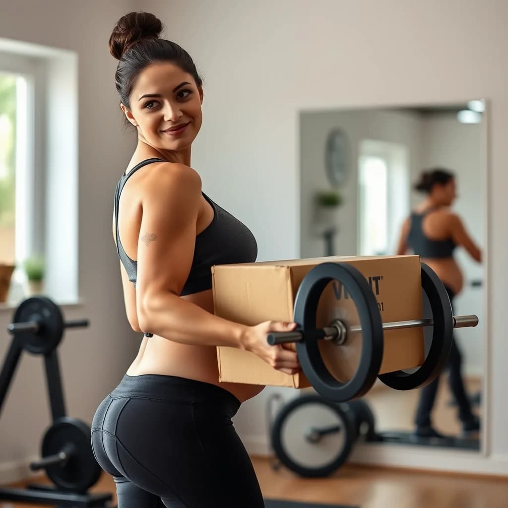 Ibu hamil mengangkat beban dengan postur yang tepat