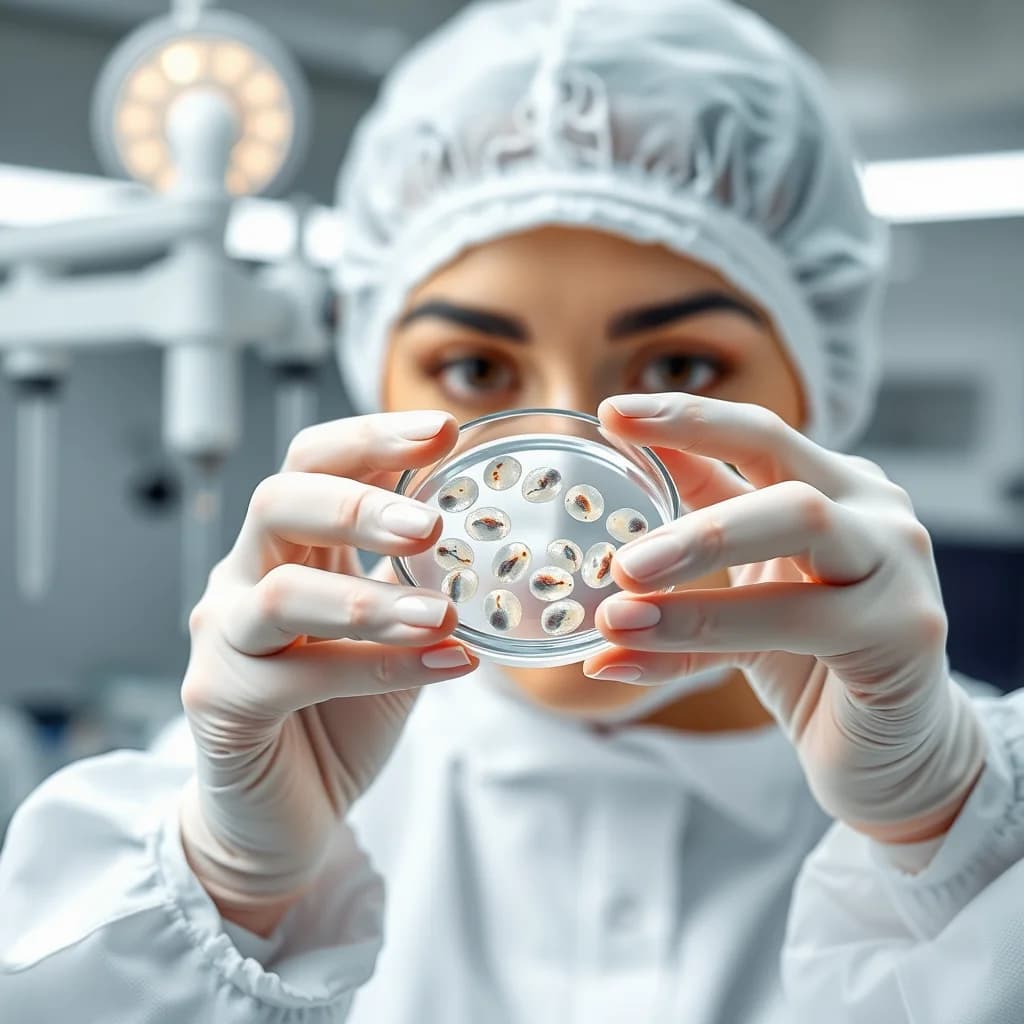 Dokter mengawasi proses transfer embrio bayi tabung