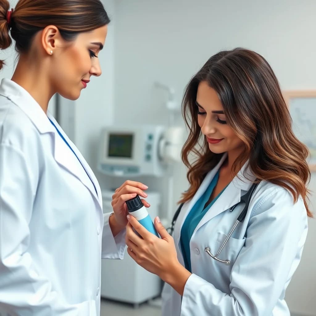 Dokter wanita memeriksa pelvis pasien perempuan di klinik ginekologi modern