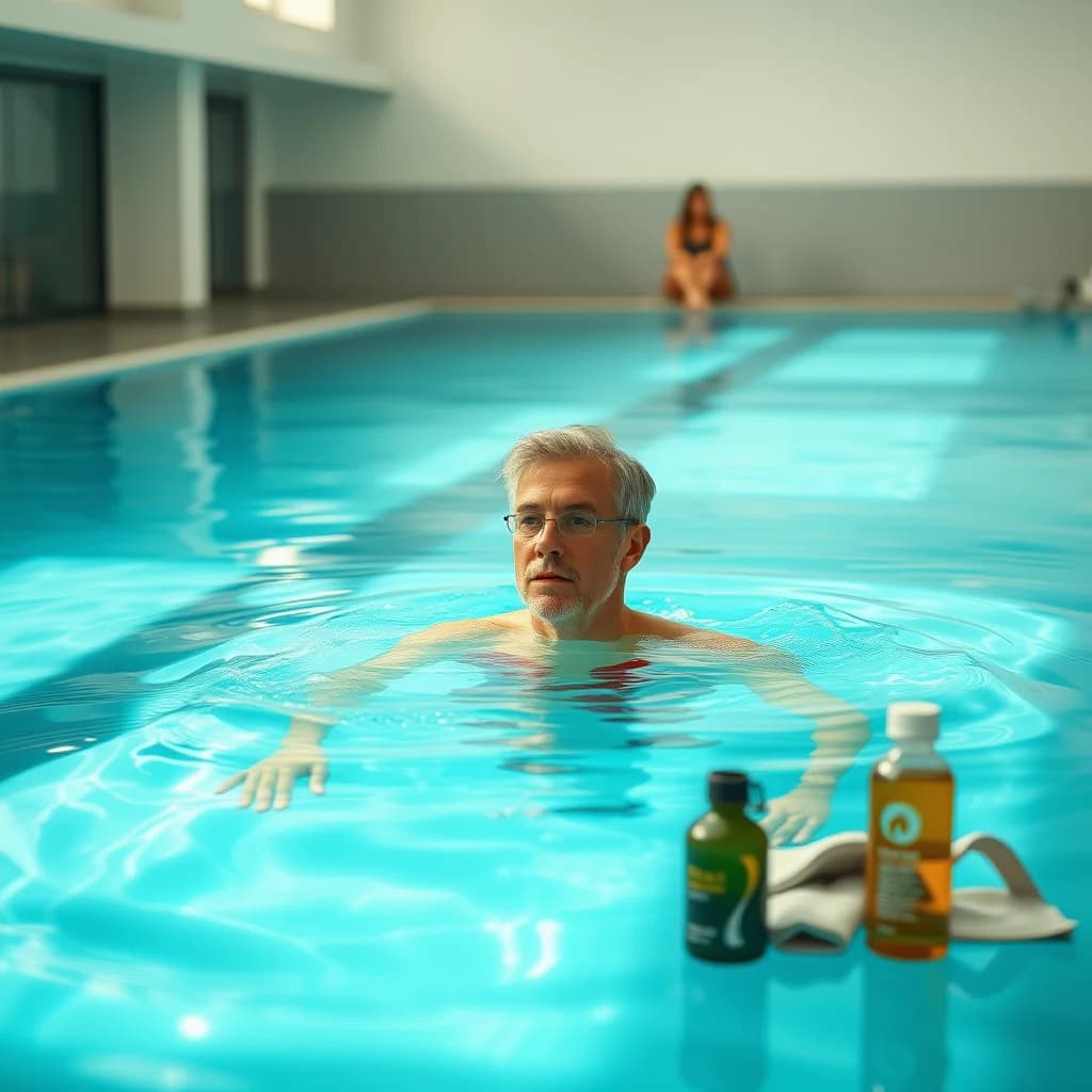 Seseorang berenang dalam kolam renang untuk tetap sehat dan bugar saat puasa Ramadan